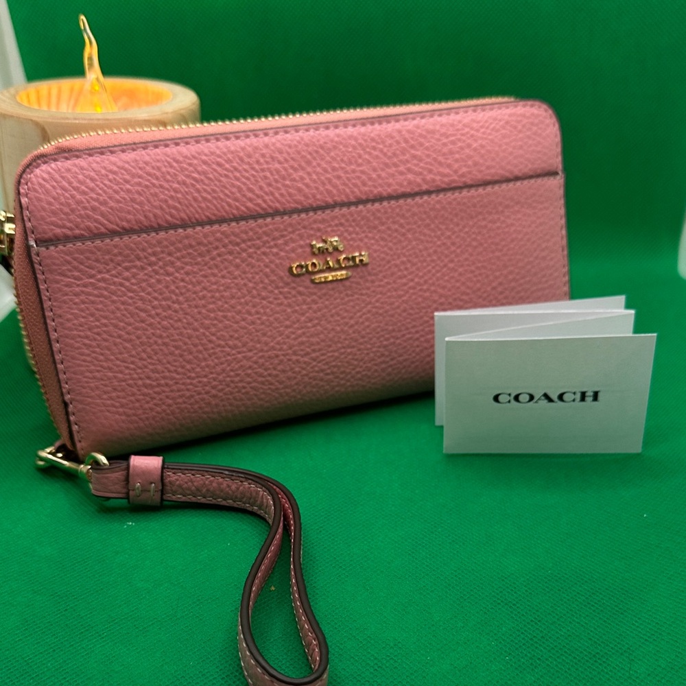 Coach Rose Leather Wristlet